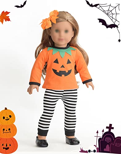 sweet dolly 18 Inch Doll Clothes Accesories Halloween Pumpkin Witch Costume Pumpkin Suit Set for American 18 inches Dolls