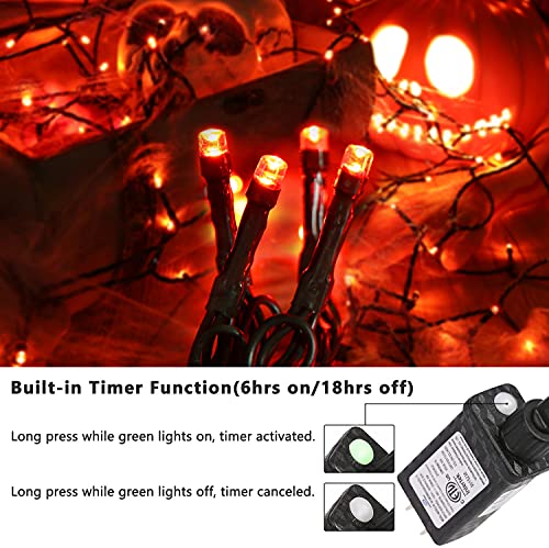 Joomer Orange Halloween Lights 82FT 200 LED Connectable Halloween String Lights with 8 Modes Timer Waterproof Plug-in Orange String Lights for Indoor Outdoor Halloween Decorations