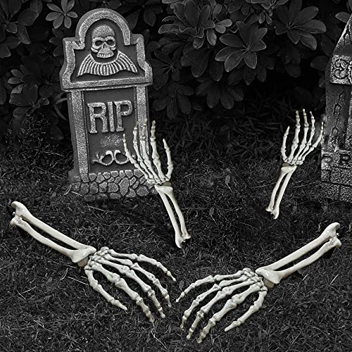 Halloween Decorations: Skeleton Stakes with Severed Hands (3 Pair)