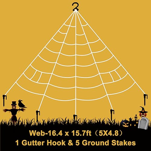 Giant Spider Web & Small Spiders Halloween Decor