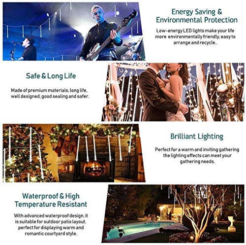 Masqudo LED Falling Rain Lights LED Meteor Shower Light 30cm 10 Tube 240 LEDs Christmas Lights Falling Rain Drop Icicle String Lights for Christmas Trees Halloween Decoration Holiday