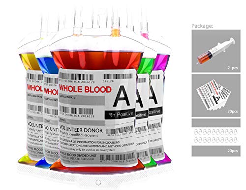 WYNK 20 Pack Halloween Decorations Blood Bag for Drink, 11.5 FL Oz Reusable Cups Containers, Live Blood of Theme Parties, Halloween/Vampire/Hospital Theme Party Favors, Nurse Graduation Party Props