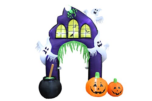 BZB Goods 9 Foot Tall Halloween Inflatable Castle Archway with Pumpkins Spider Ghosts Cauldron LED Lights Decor Outdoor Indoor Holiday Decorations, Lighted Yard Blowup, Lawn Blow Up Home Family Party