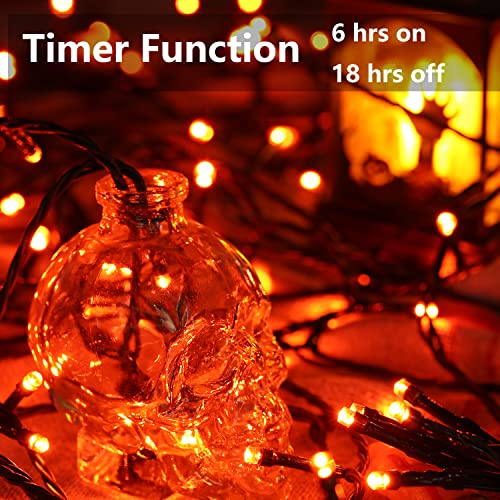 Joomer Orange Halloween Lights 82FT 200 LED Connectable Halloween String Lights with 8 Modes Timer Waterproof Plug-in Orange String Lights for Indoor Outdoor Halloween Decorations