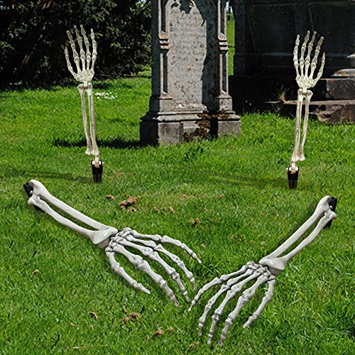 Halloween Decorations: Skeleton Stakes with Severed Hands (3 Pair)
