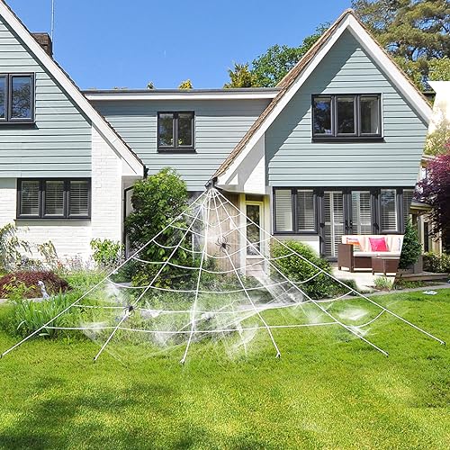 Giant Spider Web & Small Spiders Halloween Decor