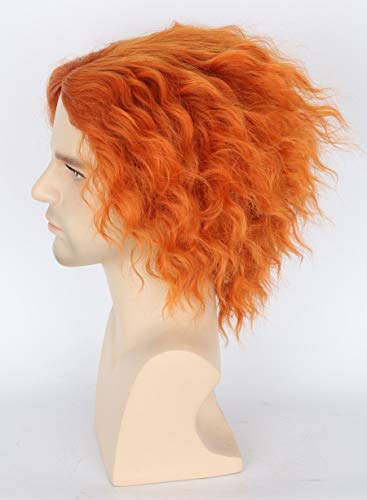Topcosplay Halloween Costumes Wig for Women Men Shaggy Afro Short Curly Cosplay Wigs Orange Ginger Wig