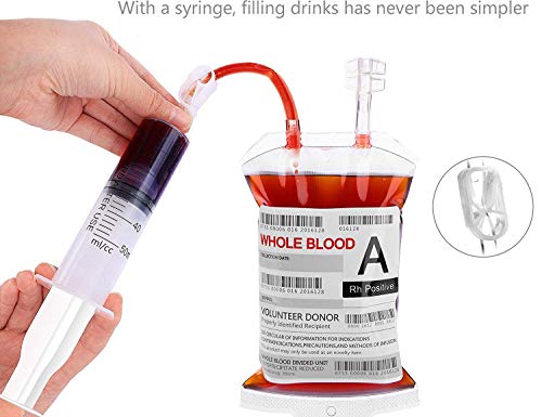 WYNK 20 Pack Halloween Decorations Blood Bag for Drink, 11.5 FL Oz Reusable Cups Containers, Live Blood of Theme Parties, Halloween/Vampire/Hospital Theme Party Favors, Nurse Graduation Party Props