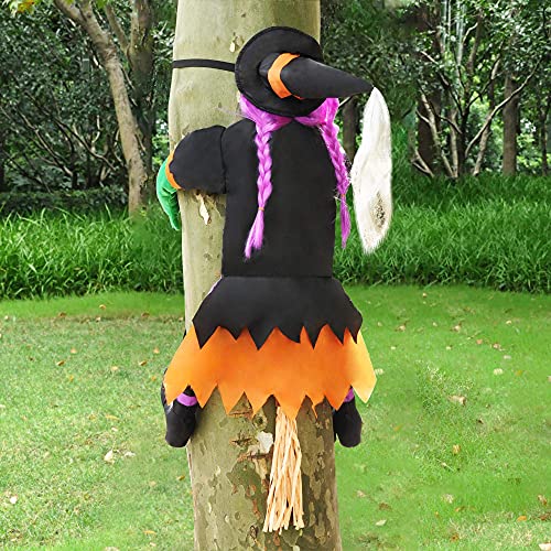 JOYIN 40" Crashing Witch Into Tree Halloween Decoration, Purple Hair Witch Halloween Outdoor Indoor Tree Trunks or Pillars Decor