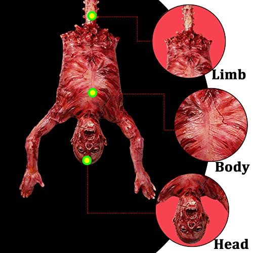 Halford Bloody Half Body, Horrible Limbless Hanging Half Body with Bloody Cut Off Skin for Scary Haunted House Outdoor Decorations Props - Men