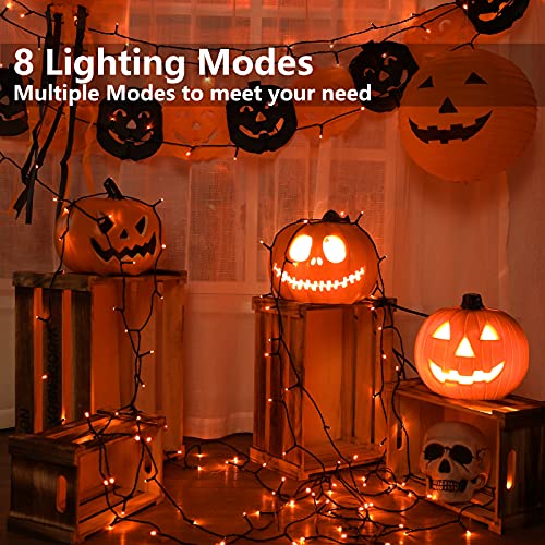 Joomer Orange Halloween Lights 82FT 200 LED Connectable Halloween String Lights with 8 Modes Timer Waterproof Plug-in Orange String Lights for Indoor Outdoor Halloween Decorations