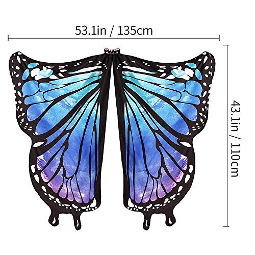 JEPOZRA Butterfly Wings Costume for Girls Kid Fairy Wing Halloween Costumes Dress Up Shawl