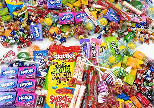 Candy Mix Variety Box, Great Assortment of your Favorite Candy Brands, Nerds, Swedish Fish. Sour Patch, Skittles, Razzles, Laffy Taffy, Now & Later, Blow pops and more... 4 Pounds