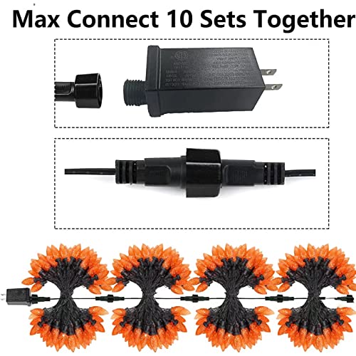 EEW Connectable Orange C9 Christmas Lights Decorations, Waterproof 50 LED String Lights Indoor/Outdoor, Christmas Lights for Trees Thanksgiving Day Fall Décor