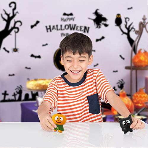 Holiday Squishy Toys Party Favors: Pumpkin, Zombie, Black Cat, Mummy, Vampire Halloween Treat Bag Classroom Prizes for Kids,, Stress Reliever