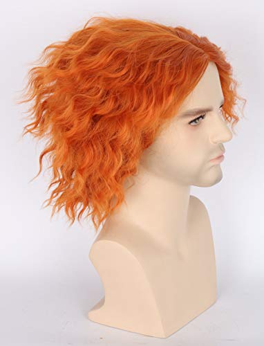 Topcosplay Halloween Costumes Wig for Women Men Shaggy Afro Short Curly Cosplay Wigs Orange Ginger Wig