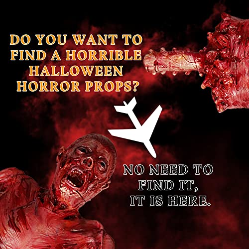 Halford Bloody Half Body, Horrible Limbless Hanging Half Body with Bloody Cut Off Skin for Scary Haunted House Outdoor Decorations Props - Men