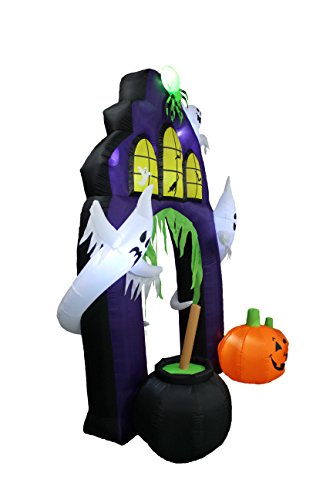 BZB Goods 9 Foot Tall Halloween Inflatable Castle Archway with Pumpkins Spider Ghosts Cauldron LED Lights Decor Outdoor Indoor Holiday Decorations, Lighted Yard Blowup, Lawn Blow Up Home Family Party