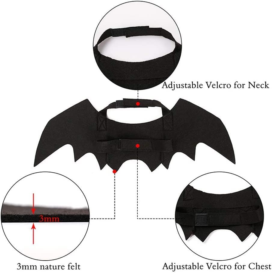 QUV Dog Bat Costume, Halloween Pet Costume Bat Wings Cosplay Large Dog Dress Up Accessories for Party Black