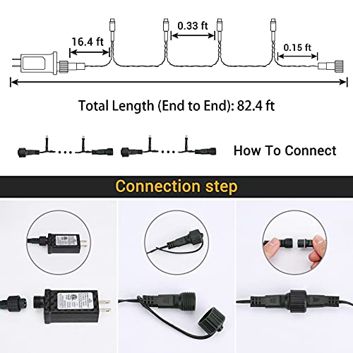 Joomer Orange Halloween Lights 82FT 200 LED Connectable Halloween String Lights with 8 Modes Timer Waterproof Plug-in Orange String Lights for Indoor Outdoor Halloween Decorations