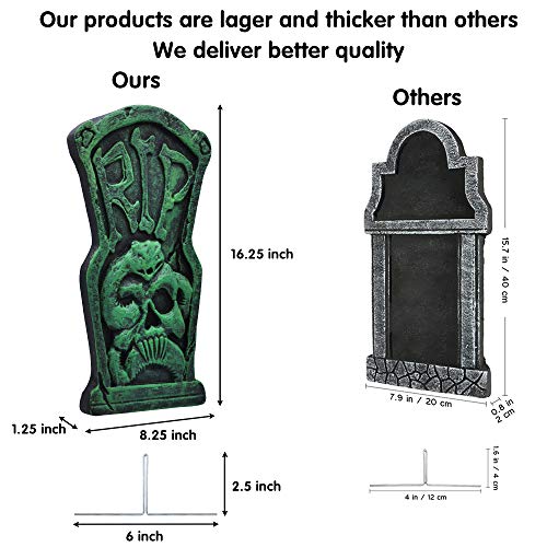 JOYIN 17” Halloween Foam Graveyard Tombstone (6 Pack), Headstone and Bonus Metal Stakes for Halloween Yard Decorations