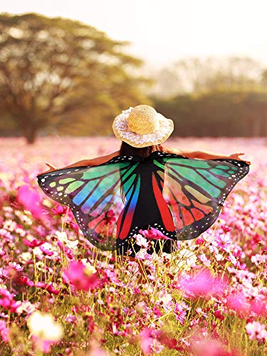 Gejoy 6 Pieces Butterfly Cloak Costume with Mask Antenna Headband for Kids Halloween Party (Classic Style)