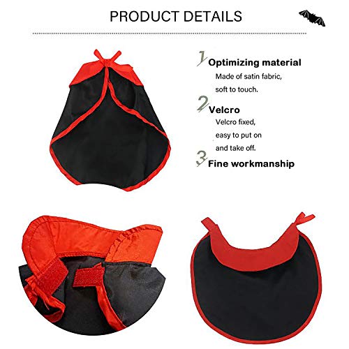 IFLYOOY Cat Halloween Costume Halloween Pet Costumes for Cats and Puppy Vampire Costume Cosplay for Small Dogs Holiday Clothes for Black Night Bloody Party (Cape & Horn)