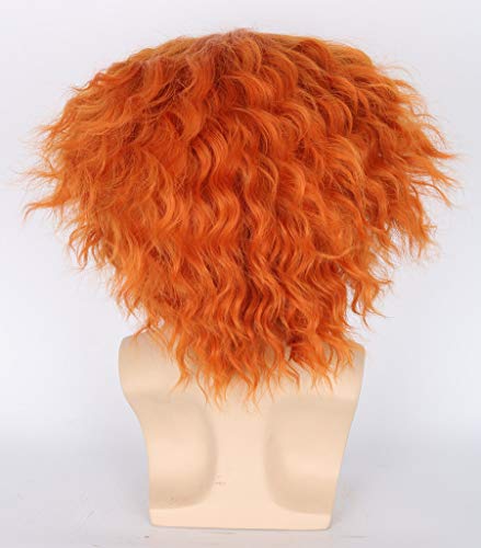 Topcosplay Halloween Costumes Wig for Women Men Shaggy Afro Short Curly Cosplay Wigs Orange Ginger Wig