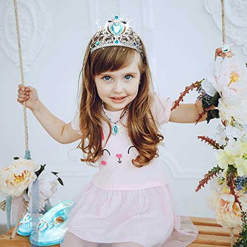 Hapgo Princess Dress Up Shoes Pretend Jewelry Boutique Fashion Accessories, Includes 4 Pairs of Shoes 2 Tiaras 2 Necklaces and Earrings for Toddler Girls Birthday Party Cosplay Costumes