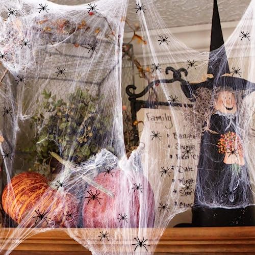 Spooky Spider Web Outdoor Decor with 50 Spiders