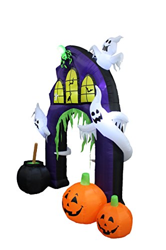 BZB Goods 9 Foot Tall Halloween Inflatable Castle Archway with Pumpkins Spider Ghosts Cauldron LED Lights Decor Outdoor Indoor Holiday Decorations, Lighted Yard Blowup, Lawn Blow Up Home Family Party