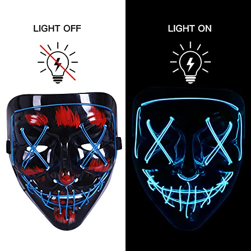Onsucum Halloween Mask Light Up, Hacker Purge Mask, Scary LED Mask for Cosplay Costumes Festival Carnival Party Gifts Kids Men Women