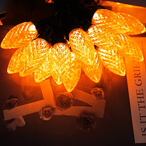 EEW Connectable Orange C9 Christmas Lights Decorations, Waterproof 50 LED String Lights Indoor/Outdoor, Christmas Lights for Trees Thanksgiving Day Fall Décor