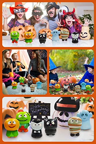 Holiday Squishy Toys Party Favors: Pumpkin, Zombie, Black Cat, Mummy, Vampire Halloween Treat Bag Classroom Prizes for Kids,, Stress Reliever