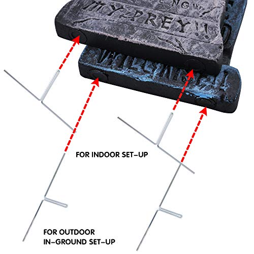 JOYIN 17” Halloween Foam Graveyard Tombstone (6 Pack), Headstone and Bonus Metal Stakes for Halloween Yard Decorations