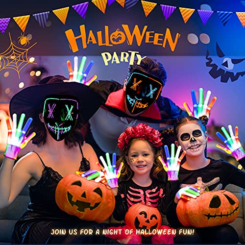 ThinkMax 2 Pack Halloween Purge Masks Led Light Up Masks and Gloves Set for Halloween, Festival Cosplay (Multicolor)