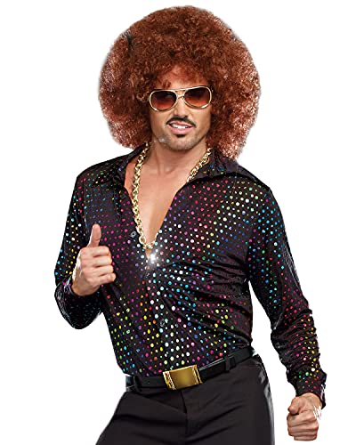 Dreamgirl Mens 70s Disco Shirt Costume, Adult Fashion Disco Dude Halloween Costume - Medium