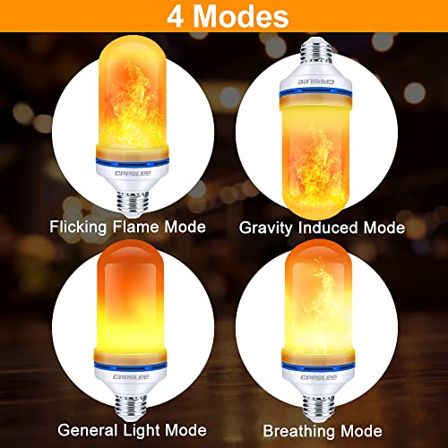 CPPSLEE LED Flame Light Bulbs, 4 Modes Fire Light Bulbs, E26 Base Flame Bulb, Christmas Party, Indoor and Outdoor Home Decoration (Yellow, 2 Pack)