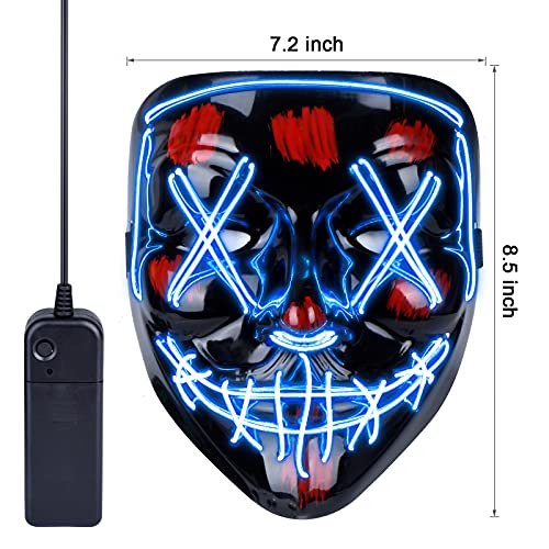 KA LEGEND Purge Mask Light up,Halloween Mask LED Light up Masks Scary mask for Festival Cosplay Halloween Costume Masquerade Parties,Carnival,Blue
