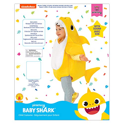 Rubie's unisex child Rubies Baby Shark With Sound Chip Costume, As Shown, Infant US