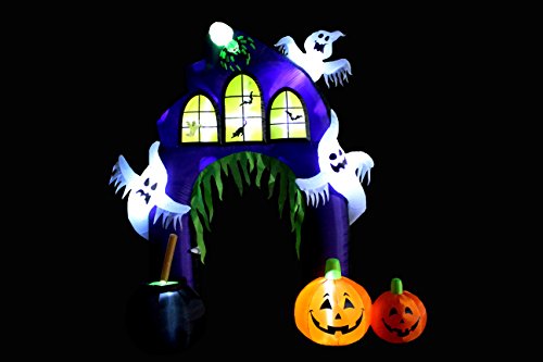 BZB Goods 9 Foot Tall Halloween Inflatable Castle Archway with Pumpkins Spider Ghosts Cauldron LED Lights Decor Outdoor Indoor Holiday Decorations, Lighted Yard Blowup, Lawn Blow Up Home Family Party