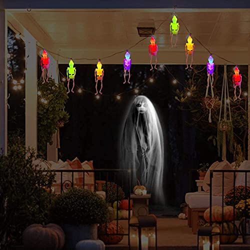 AODINI Halloween Lights, 20 LED Skeleton Skull String Lights, Holiday Lights for Halloween Decor, 2 Modes Steady/Flickering Lights (20 Skeleton Skull -13 feet)