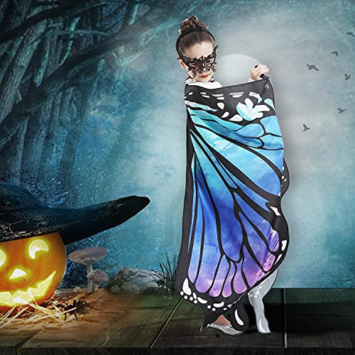 JEPOZRA Butterfly Wings Costume for Girls Kid Fairy Wing Halloween Costumes Dress Up Shawl
