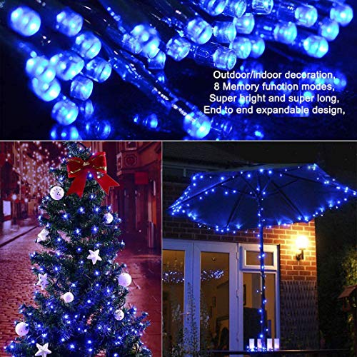 Christmas String Lights 220 LED Blue 25M 82Ft, 8 Modes Twinkle Lights Indoor Outdoor Decoration Plug-in Waterproof End to End Expandable Decoration Fairy Light for Patio Wall Party Wedding Pub