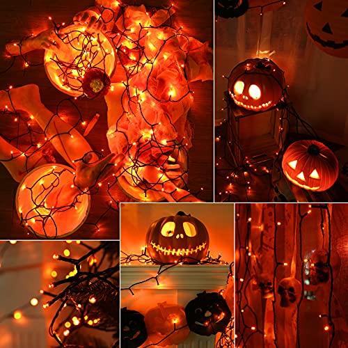 Joomer Orange Halloween Lights 82FT 200 LED Connectable Halloween String Lights with 8 Modes Timer Waterproof Plug-in Orange String Lights for Indoor Outdoor Halloween Decorations