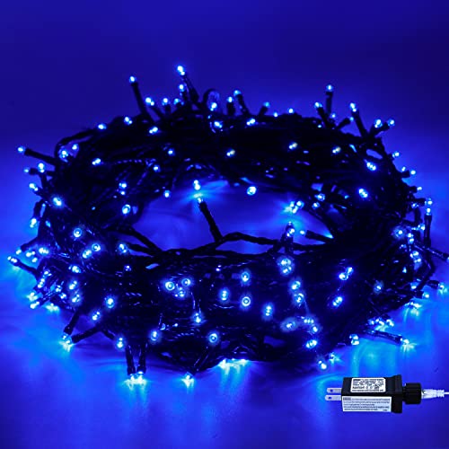 Christmas Tree Lights Blue - 220 LEDs 82ft/25m 8 Modes End-to-End Plug in Outdoor Waterproof Decorative Fairy Twinkle Halloween Indoor String Lights for New Year/Wedding/Thanksgiving Day/Home/Room