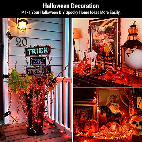 BrizLabs Orange Lights, 300 counts 69.6ft Halloween Lights Connectable, UL Certified Mini Halloween String Lights Plug-in, Green Wire Incandescent Orange Lights for Indoor Outdoor Christmas Tree Decor