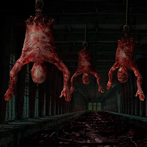 Halford Bloody Half Body, Horrible Limbless Hanging Half Body with Bloody Cut Off Skin for Scary Haunted House Outdoor Decorations Props - Men