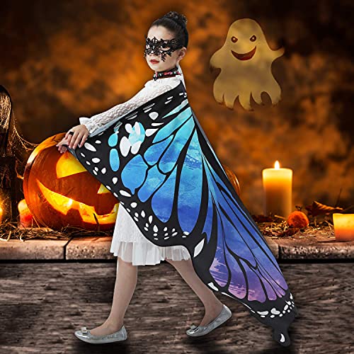 JEPOZRA Butterfly Wings Costume for Girls Kid Fairy Wing Halloween Costumes Dress Up Shawl