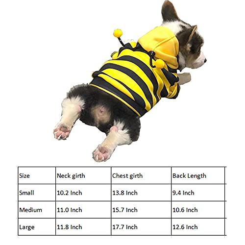 Anelekor Pet Bee Halloween Costume Dog Hoodies Cat Holiday Cosplay Warm Clothes Puppy Cute Hooded Coat Christmas Outfits for Cat and Small Dogs (Yellow, X-Small), XS